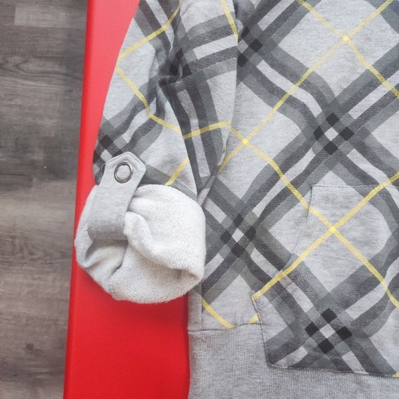 Streetwear Society grey plaid high neck zip up sweatshirt  youth size L - Picture 5 of 6